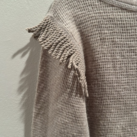 City Hysteric Glamour Beige  waffle knit Sweater with Lace Detail - Picture 4 of 8